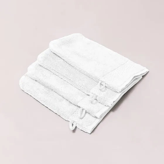 Luxe ivoor Florence washandjes (4 stuks) van 100% GOTS-katoen, 600 g/m², hoge kwaliteit, zacht en absorberend.